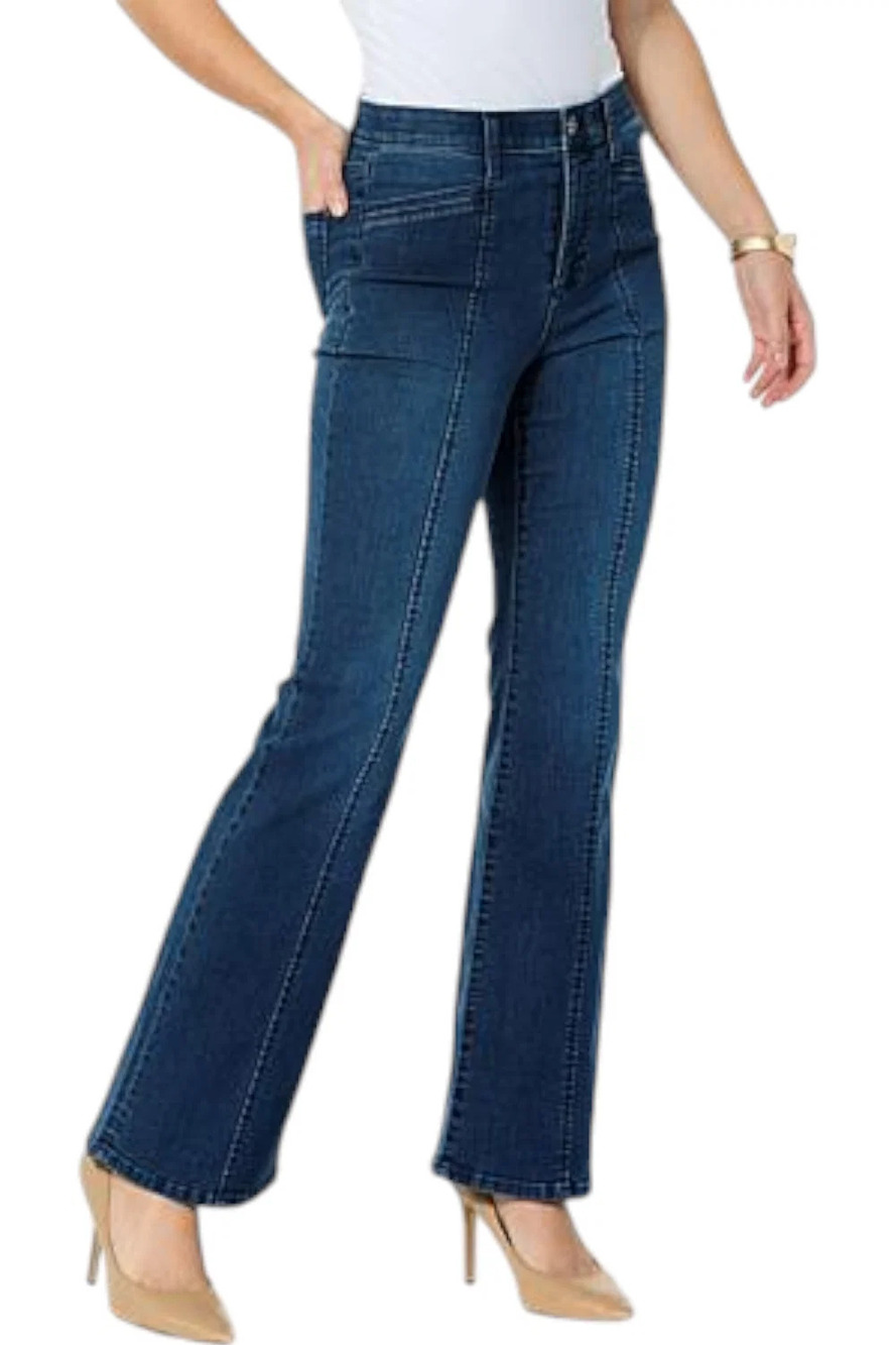 WynneDenim Women's Stretch Seamed Soft Flare Leg Jean Mid Wash - Regular